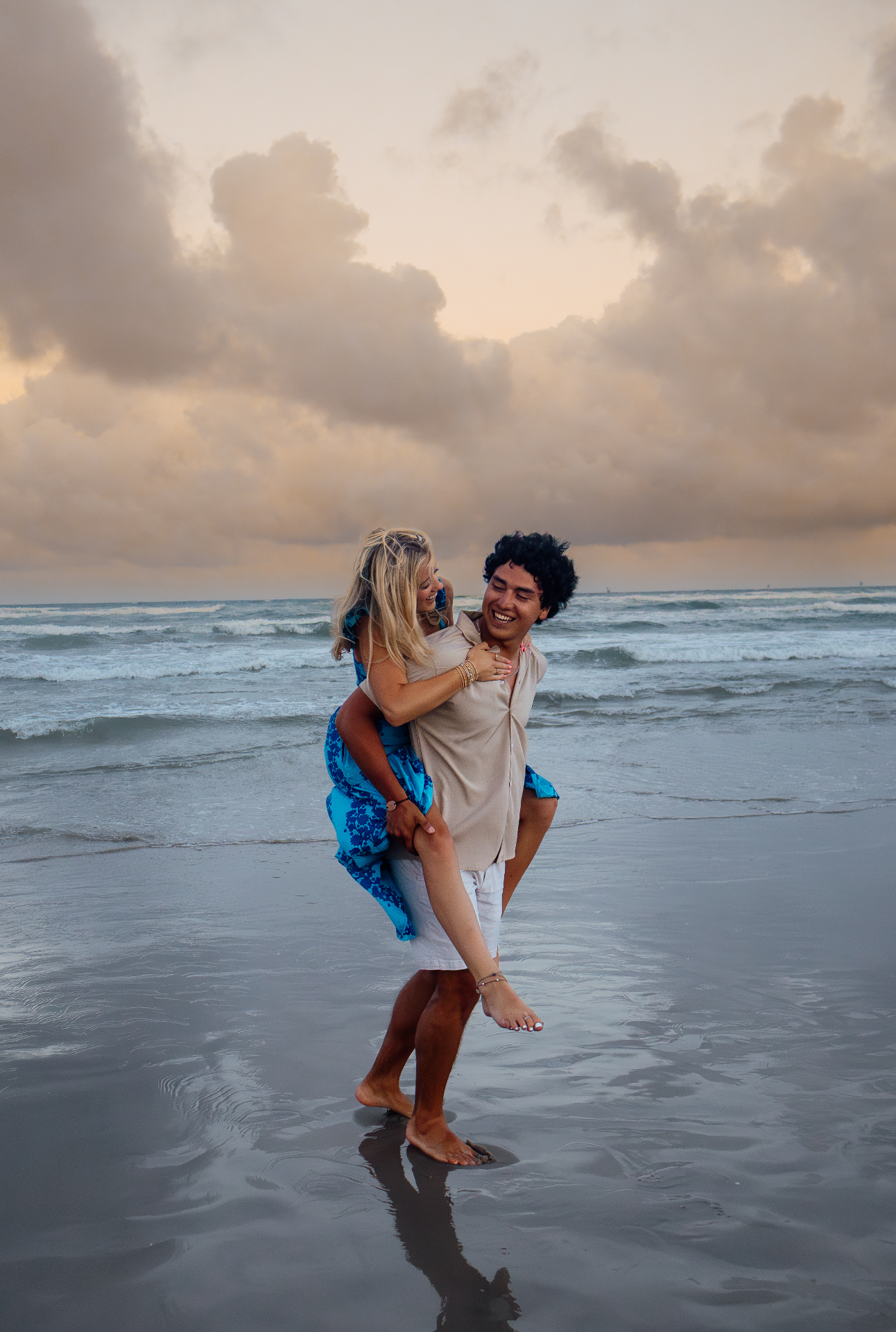 Piggyback ride along the shoreline